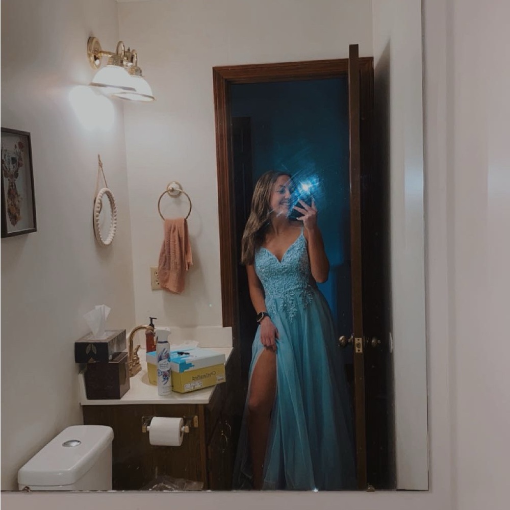 Macy's Elegant Blue Prom Dress